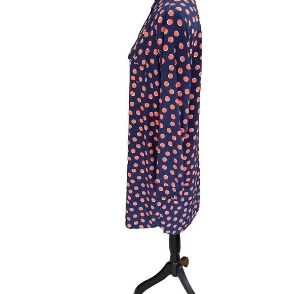 Gap Henley style button front navy/orange polka dot shift style dress size M - Picture 3 of 6